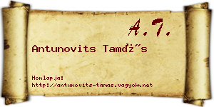 Antunovits Tamás névjegykártya